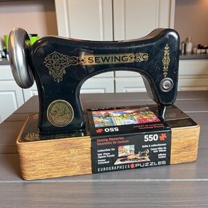 VINTAGE STYLE SEWING MACHINE COLLECTIBLE PUZZLE TIN 550 PIECE EUROGRAPHICS